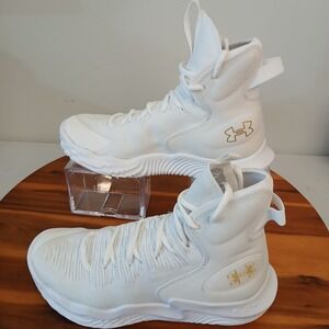 Under Armour Highlight Flow Volleyball Shoes Womens 6.5 White Gold 3027083-100